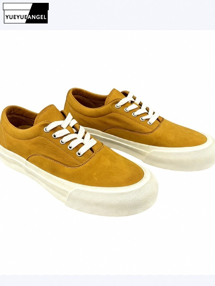 Crossfit Male - Spliced Horsehide Lace-Up Male Sneakers Fashion