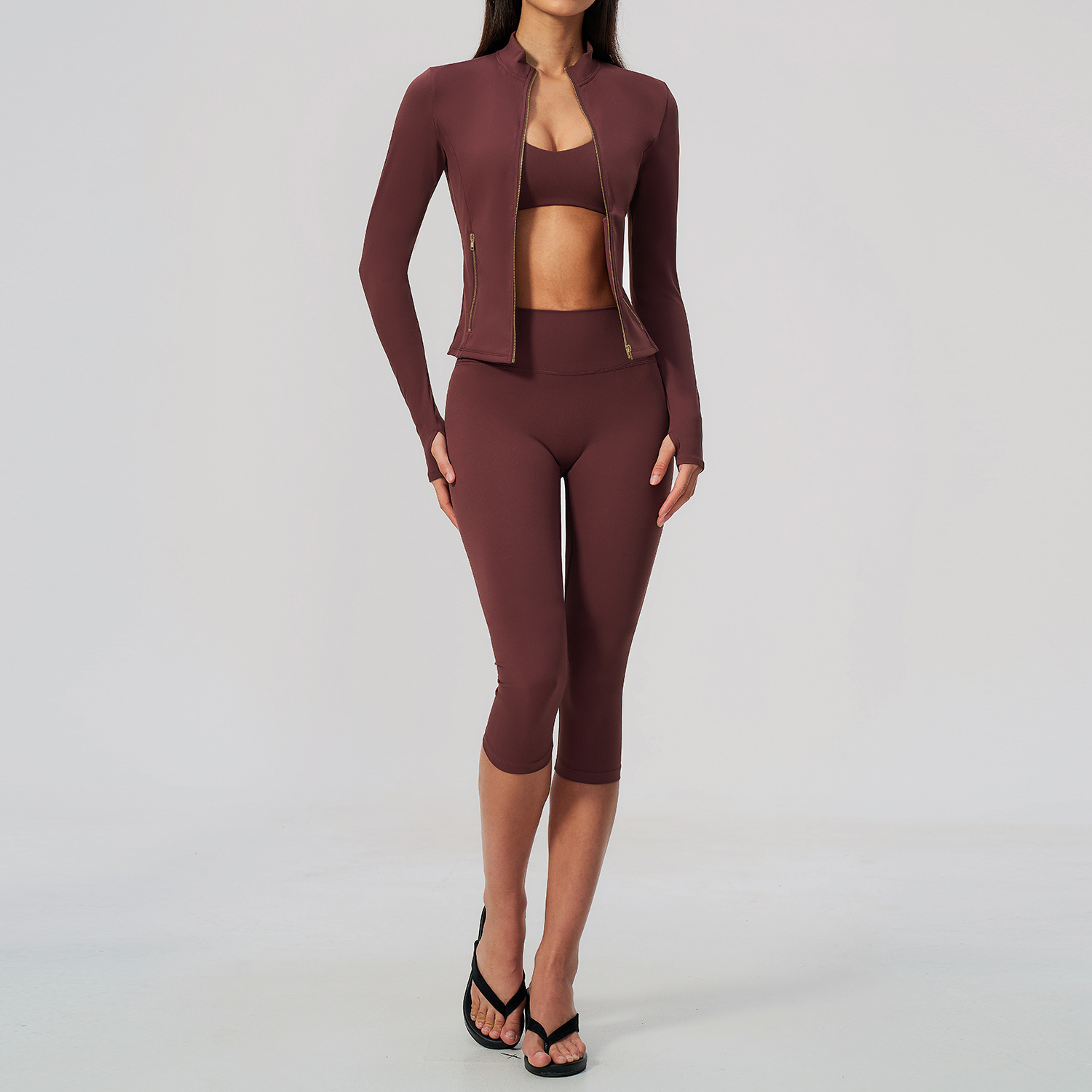 Women 2/3Pcs Yoga Set Zip Up T - đánh giá và giá Crossfit Workout With Equipment