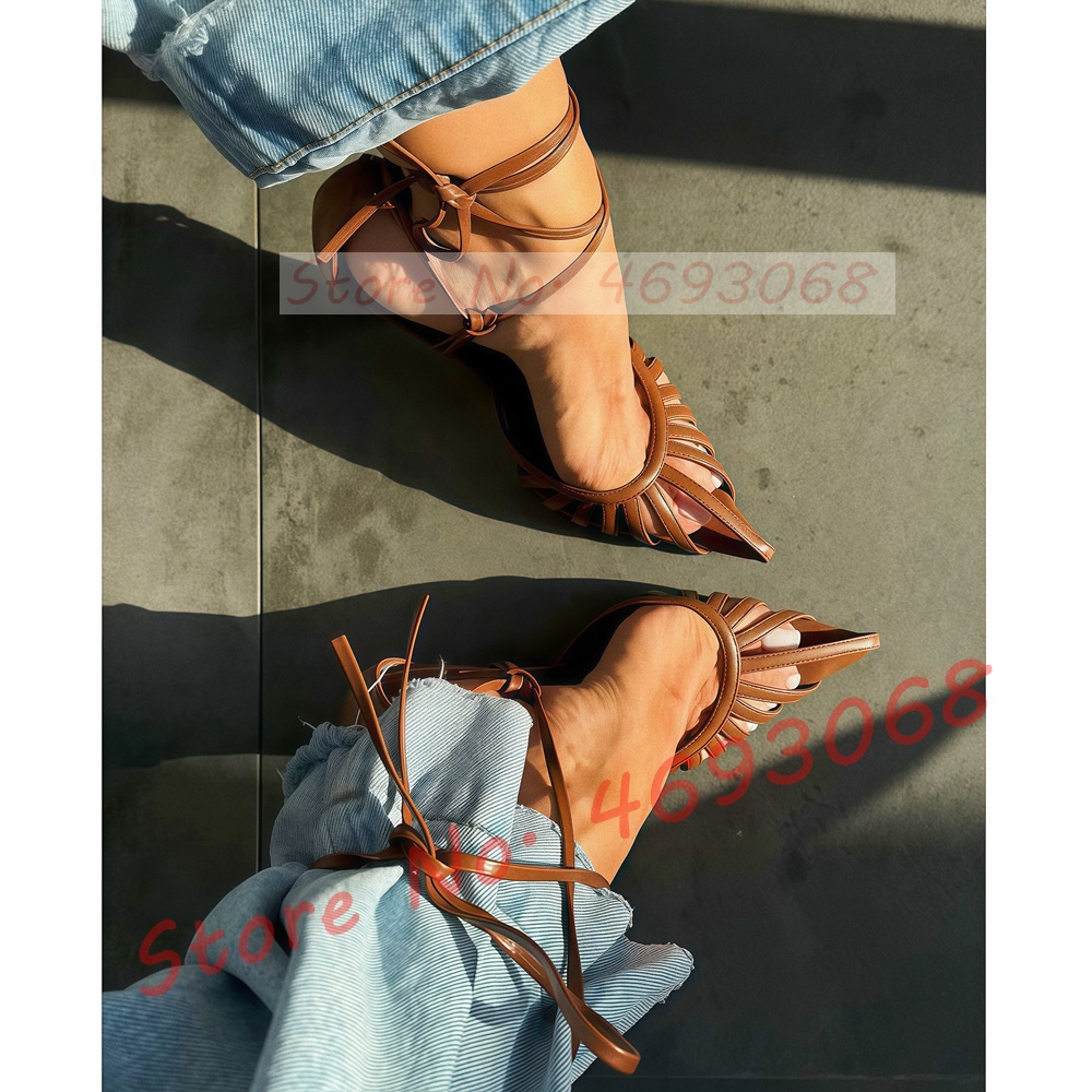 Brown Pointy Toe Caged Sandals - đánh giá và giá Crossfit Ladies